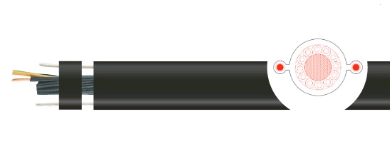 Кабель контрольный LIFTTEC FYMYTW-JZ 20G1,5, 300/500В , с 2мя стальными троссами, для подъемных механизмов и систем, черный -25 °C / +60 °C