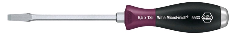 Шлицевая отвертка для влажной/масляной среды MicroFinish, шестигранное жало с шестигранником под гаечный ключ, стальной набалдашник 4,5x90
