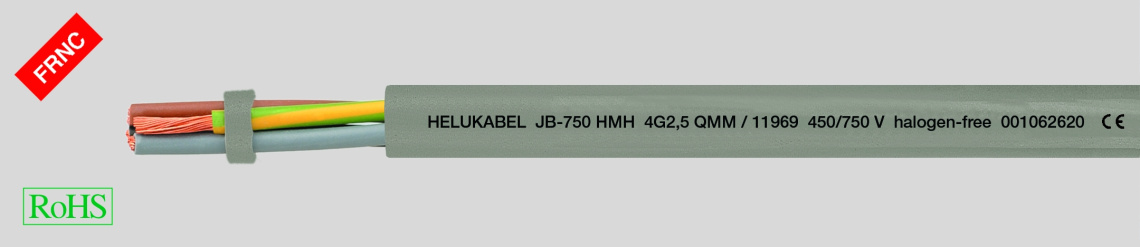 Кабель контрольный JB-750 HMH 4G1,5 с цветовой  маркировкой жил и жилой заземления