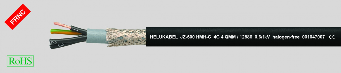 Кабель контрольный JZ-600 HMH-C 7G0,75 schwarz маслостойкий, без галогенов, с цифровой маркировкой жил и жилой заземления