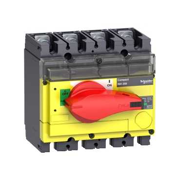 Compact INS/INV Выключатель-разъединительINV100 4П красная рукоятка/желтая панель