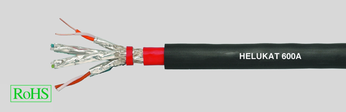 Кабель HELUKAT 600A S/FTP 4x2xAWG23/1 PVC/PVC  черный , для наружной прокладки (до -30 градусов)