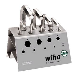 Набор шестигранных штифтовых ключей в подставке, блестящее никелирование, 9 предметов