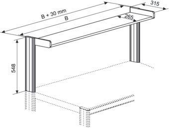 Возвышающаяся поверхность стола W1710 х H548 x D315mm,, с боковыми направляющими