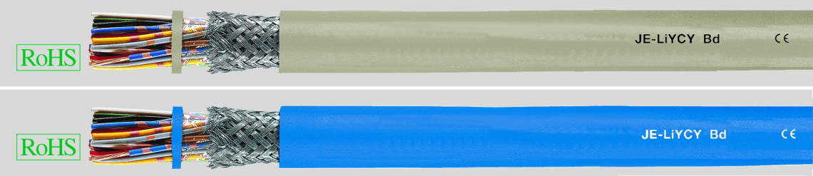 Кабель индустриальный JE-LIYCY 2x2x0.8  в металлической оплетке, синий.