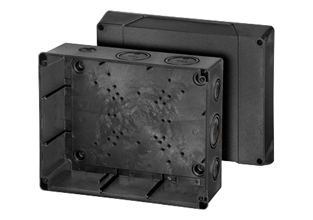 KD 5350 - Коробка ответвительная пустая, стойкая к УФ, IP 66/67, размер 210х260х116, цвет черный, материал полистирол, опрессовка на 12 вводов M 20/25/32/40/50