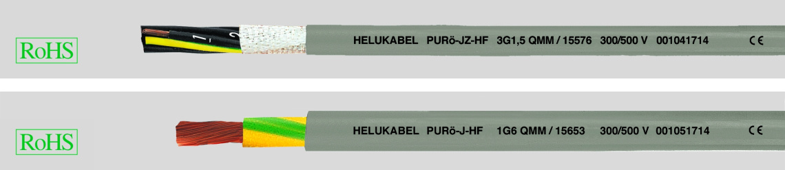 Кабель управления PURÖ-JZ-HF 4G1,5 сверхгибкий, с цифровой маркировкой жил, для цепей передачи энергии, устойчив к хладагентам.