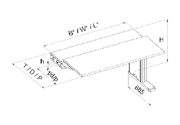 Приставная консоль "Synergy add on desk " заниженная поверхность для монитора (W1400 * D1000), с правосторонней стойкой L=635mm