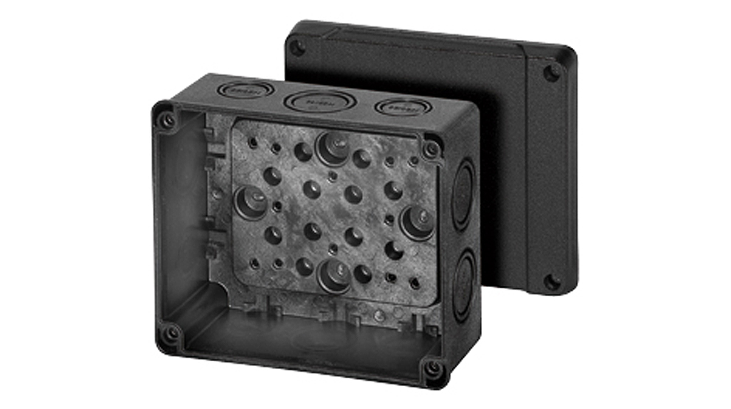 KD 5060 - Коробка ответвительная пустая, IP 66/67, размер 139х119х70, цвет черный, материал полистирол, опрессовка на 10 вводов M25/32
