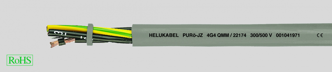 Кабель управления  PUROE-JZ GRAU 4x10 высокопрочный, с цифровой маркировкой жил, серый.