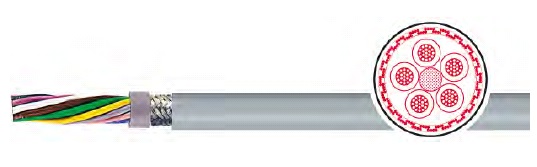Кабель контрольный  KAWEFLEX 6410 SK-C-PVC UL/CSA 18X0,25 (AWG24) ,300В,  экранированный,  особо гибкий, DIN 47100, серый