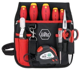 Набор инструмента для электро-технических работ, изолированный (1000В), Phillips + ножницы электрика, в поясной сумке, 10 предметов