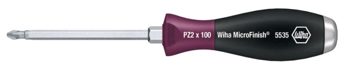 Отвертка для влажной/масляной среды MicroFinish, (круглое жало) PZ 2x100