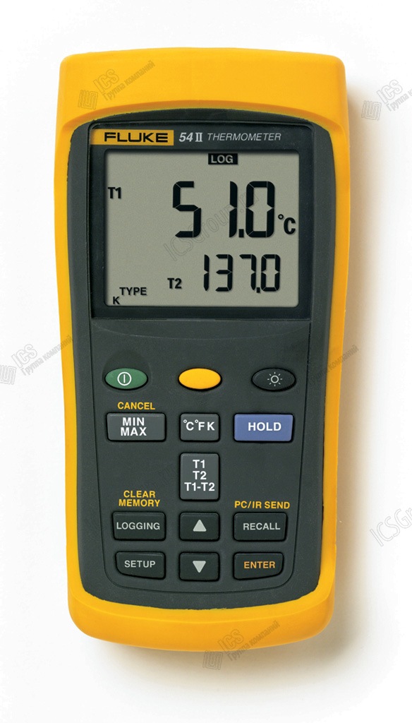 Термометр лабораторный 54-2 B, 2 входа, -200С +1370С, погр. 0,1%, разрешение 0,1С, разность температур, мин./макс. значения, запись 500 показаний, интерфейс USB