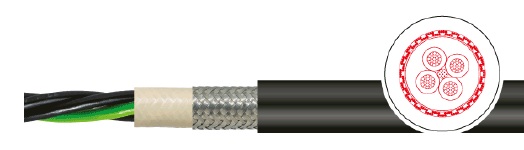 Кабель гибкий KAWEFLEX 7410 SK-C-PVC UL/CSA  4G1,5, экранированный , для высоких нагрузок, соот-вие UL/CSA, наружная прокладка, черный