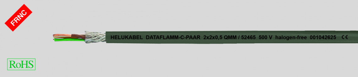 Кабель для передачи данных DATAFL-C-PAAR 2X2X0,25  экранированный, низкоемкостный, свободный от галогенов.
