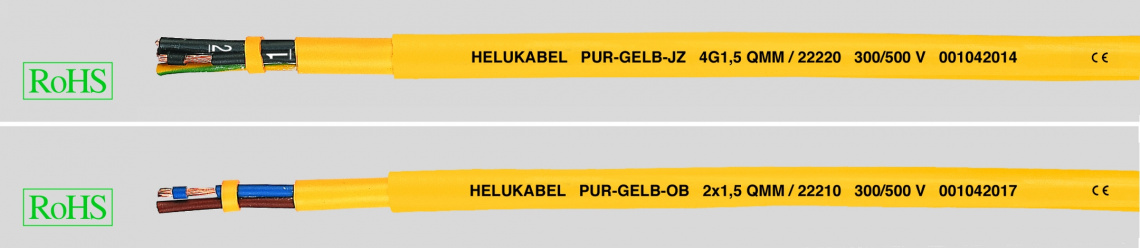 Кабель управления  PUR-JB GELB 5x1.5 высокопрочный, с цифровой маркировкой жил, желтый.