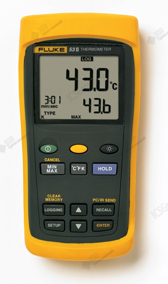 Термометр лабораторный Fluke 53 II B, 1 вход, -200С +1370С, погр. 0,1%, разрешение 0,1С, запись 500 показаний (ГОСРЕЕСТР 55257-13)