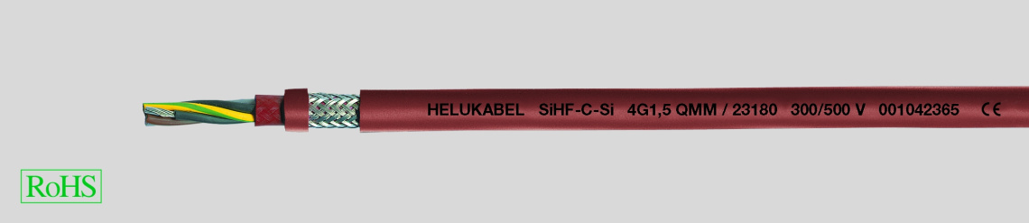 Кабель силиконовый SiHF-C-Si 2X1.5 гибкий, свободный от галогенов, с экранированной медной оплеткой, краснокоричневый.  300/500V