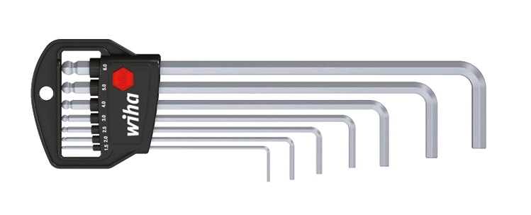 Набор шестигранных штифтовых ключей со сферической головкой в держателе Classic, матовое хромирование, блистерная упаковка, 7 предметов