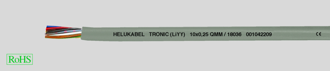 Кабель управления и передачи сигналов TRONIC (LiYY) 4x0,14 GR, с цветовой маркировкой жил.