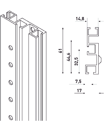Экструдер  46U MEPS type1, вертикальный 20М, алюминий (комп 2шт)