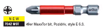Бит MaxxTor 49, PZ1, форма E 6,3 в пластиковой коробке (5шт.)