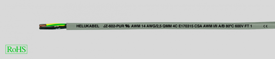 Кабель контрольный гибкий экранированный JZ-602-PUR 7XAWG 16 7G1.5 QMM (ж.з) (1м)
