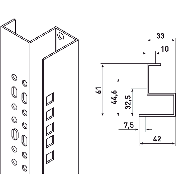 Экструдер 41UH тип-4 c прямоугольной перфорацией вертикальный, стальной