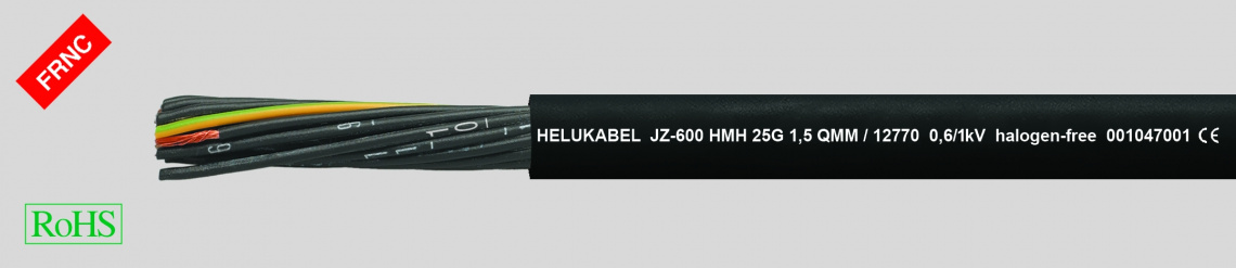 Кабель контрольный   JZ-600 HMH 3G4 qmm, маслостойкий, без галогенов, с цифровой маркировкой жил и жилой заземления