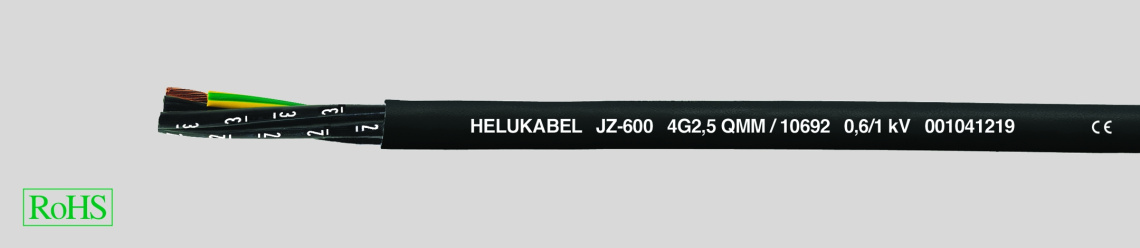 Кабель контрольный JZ-600 7G10 qmm , с цифровой маркировкой жил и жилой заземления (ж.з)