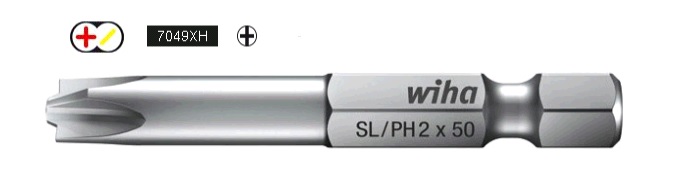 Бит Professional, Xeno-шлиц//Phillips, форма E 6,3. для зажимных винтов "плюс" и "минус" (шлиц//Phillips) SL/PH2 70 (5шт.)