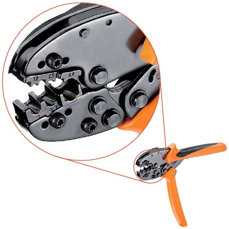 Инструмент CTI 6 для обжима ножевых и кольцевых наконечников и штекеров сечением 0,5-6 кв. мм