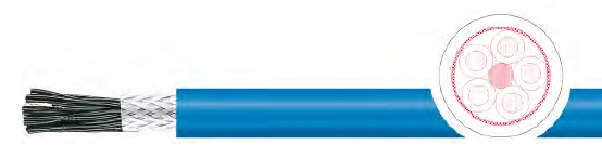 Кабель гибкий ELITRONIC-OZ-CY EB LIYCY-OZ 3X0,75, экранированный, для искробезопасных установок, 300/500В, синий